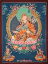 Guru Rinpoche Thangka – Lotus Born Master with Consorts – Contemporary Mixed Style 