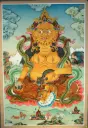 Yellow Jambhala Thangka – Radiant Wealth Landscape
